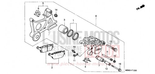 ETRIER DE FREIN ARRIERE CBR600F1 de 2001